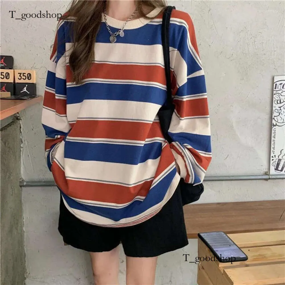440 Women's T Shirts Kpop Long Sleeve Women Tshirts Korean Style Cute Loose Stripes Tops Undefined Femme Shirt Vintage Aesthetic Wintertshirts Designer Women