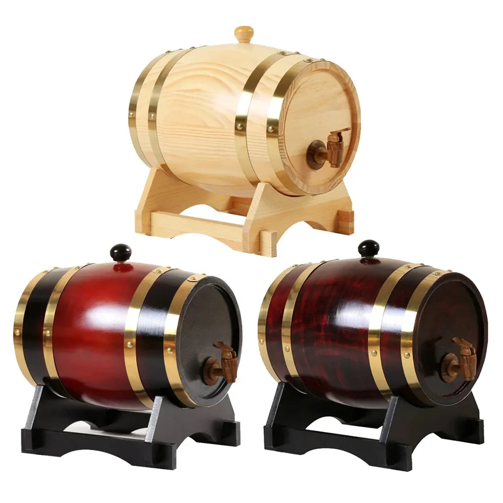1,5 l/3L Wood Wine Barrel Vintage Oak Home Brewing Akcesoria Wino Keg Duża pojemność do przechowywania pojemnika na whisky wina tequila 240510