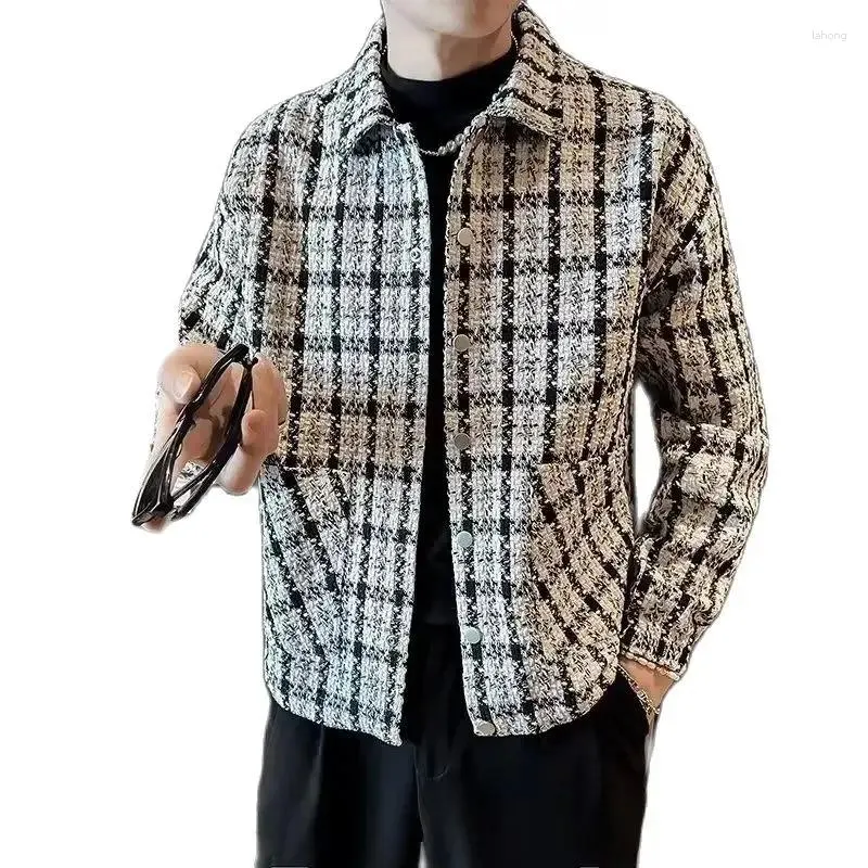 ハンティングジャケットコート格子縞のウエストコートファッションブランドスリムフィットメンズウェアトッププランクトンハンサムジャケット