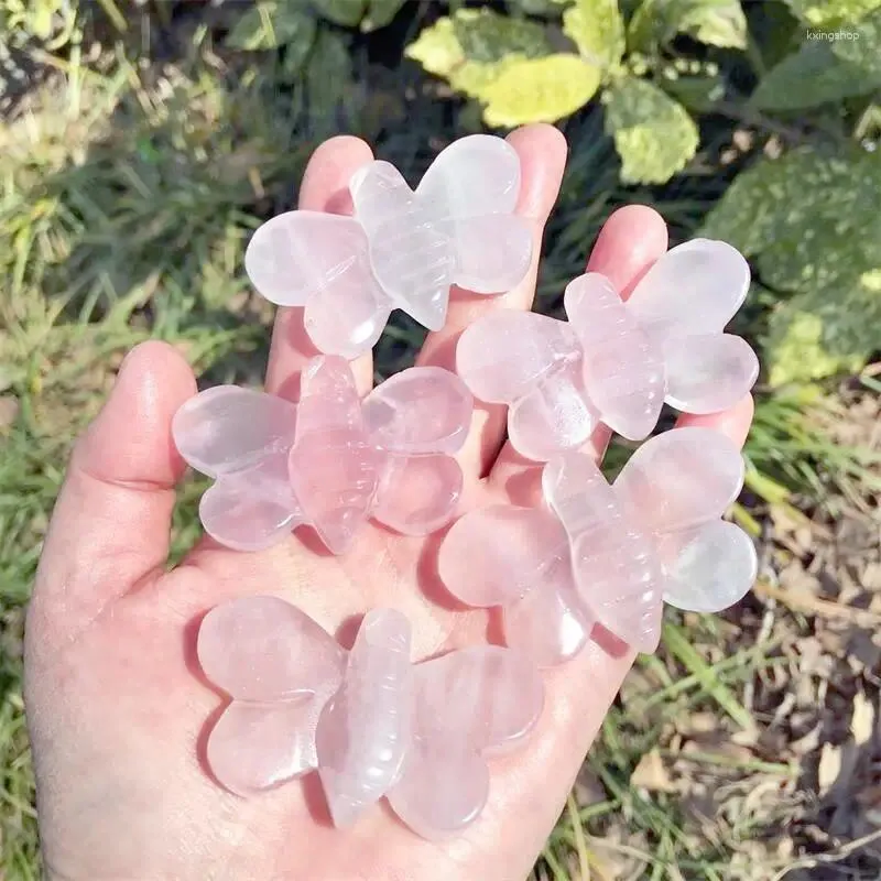 Dekorativa figurer 2st Natural Rose Quartz Bee Carving Crystal brukade dekorera ett hus eller som julklapp till barnen