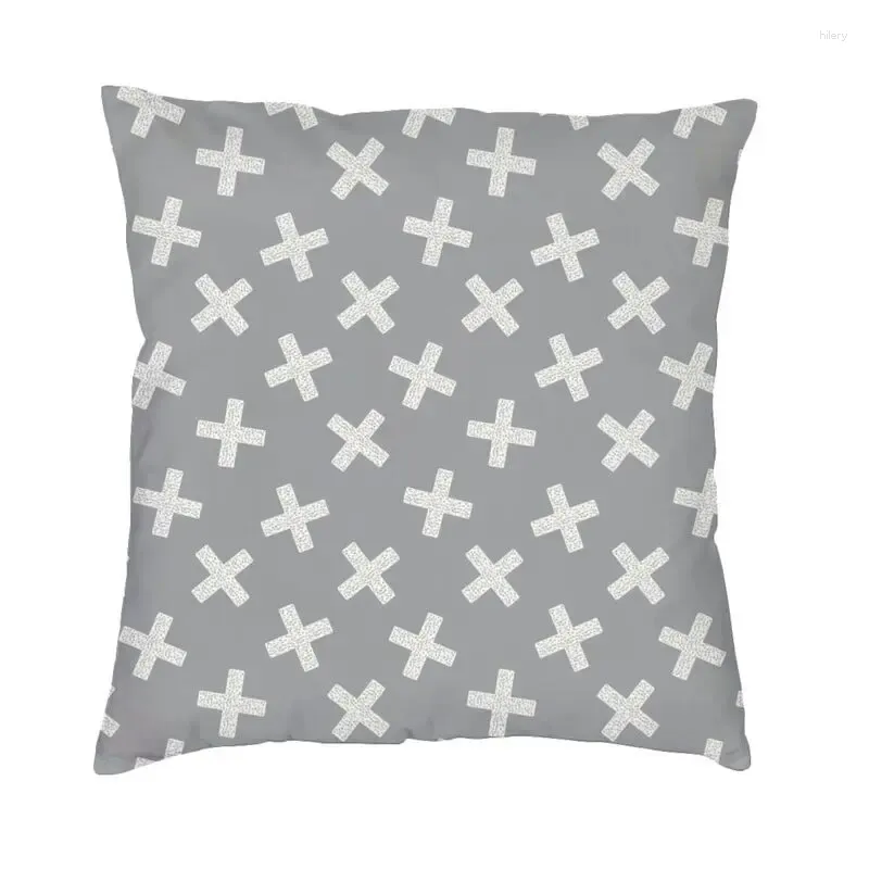 Poduszka Ultimate Gray Nordic Cross Cover 45x45cm Velvet Geometria Rzut Fase for Sofa Squa