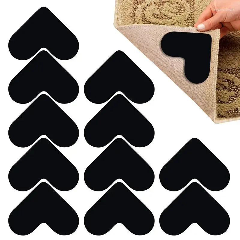 Carpets Heart Shape Anti Slip Rug Gripper Mat 12PCs Double Sided Reusable Washable Hardwood Carpet Floor Non-Slip Silicon Pad Sticker