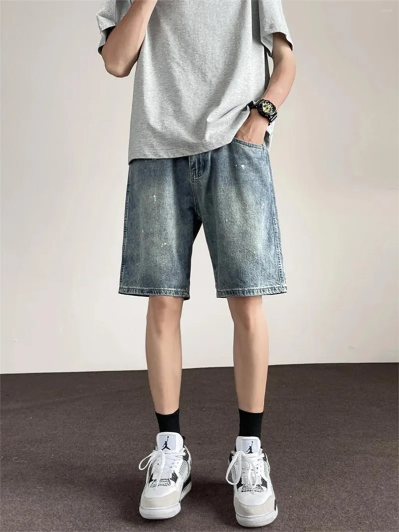 Herren Jeans 2024 Männer Sommer Vintage Baggy Taschen Denim Shorts Herren lässig losen männliche hohe Taille gerade Short Hosen G220