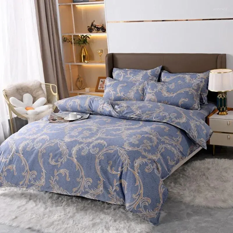 Beddengoed sets paisley dekbedovertrek vintage bloemen boho set 3 stuks luxe blauw dekbed met ritssluiting en 2 kussenslopen