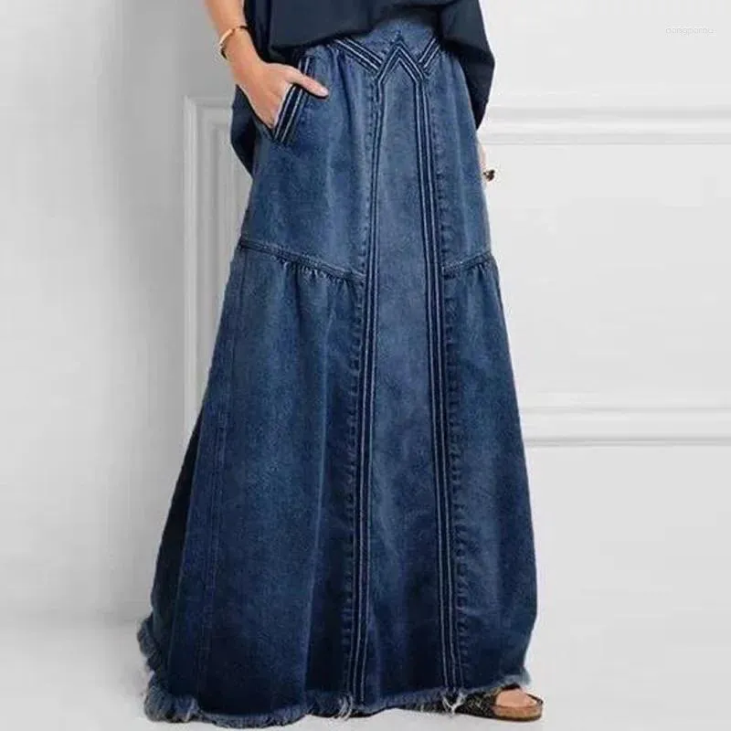 Röcke Frauen Sommer hohe Taille Jeans Rock Frauen Mode losen langen, elastischen Vintage Casual 90s