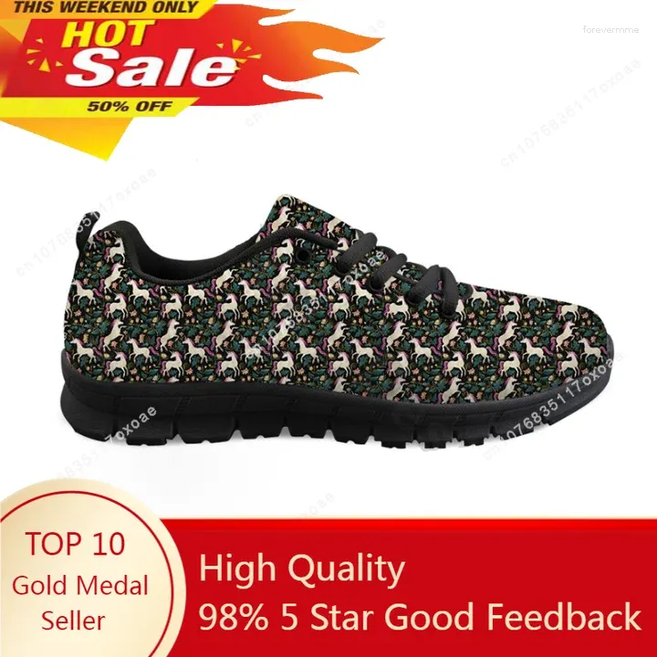 Casual Shoes Black Sneakers Women Platform Floral Horse Design Flatshoes For Custom Large Size Trainers Ayakkabi Erkek