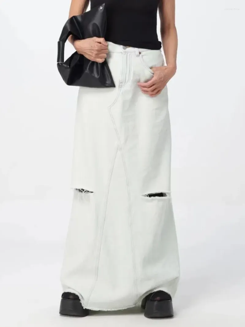 Spódnice 2024 Modna letnia sukienki damskie bawełniane vintage dżinsowe mycie długie spódnica sprzedaż Bustier