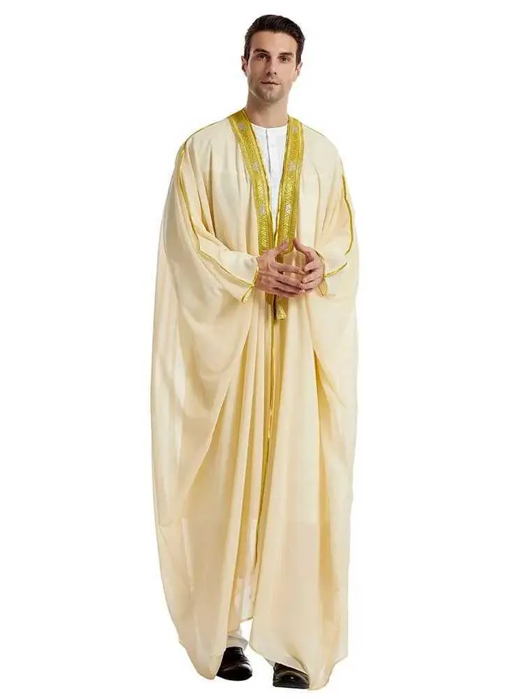 Etniska kläder Ramadan Abayas för bönkläder män ka öppet muslimsk kimono abaya kalkon arabiska islam djellaba homme mantel musulmane hombre t240510