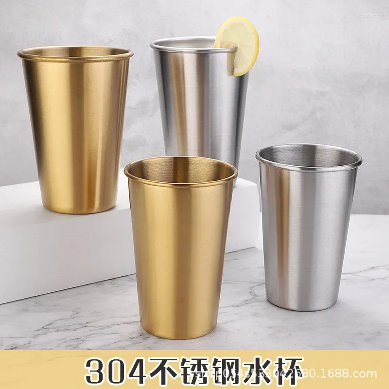 Mugs 304 Stainless Steel Beer Cup Fruit Juice Drop Proof Household Single Layer Handy Coffee Cold Drink Gargle