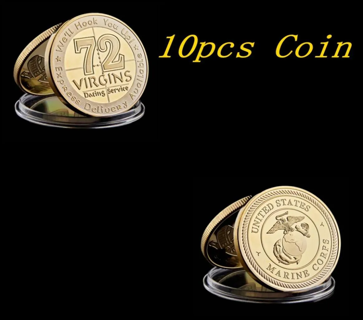 10pcs USMC US Army Marine Corps Gold Challenge 72 Dziewice Datowanie usług kolekcjonerska monetę kolekcjonerską Loter6691605