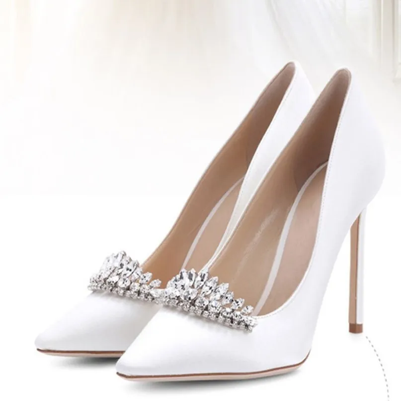Elegante designer Satin Women schoenen Hoge hak voor bruiloften Lovertjes bruidsschoenen Summer Prom Party Wear 200J