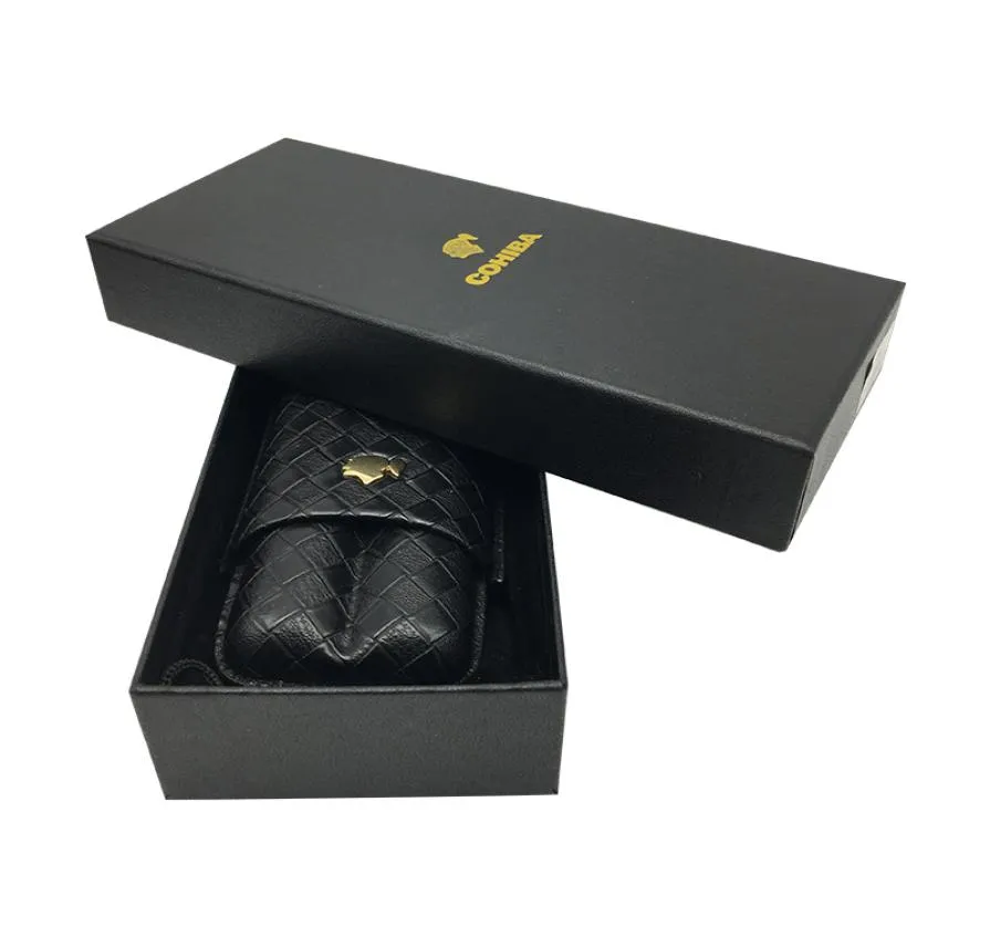 Новое прибытие портативная черная кожаная кожа на открытом воздухе Траваль -сигара хьюмидор может держать 2 подарочную коробку с сигарет 4682160