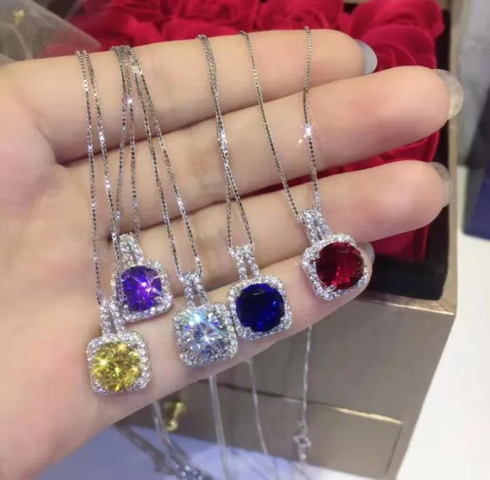 Mode kettingen hanglangers sieraden S925 Sterling zilveren ronde gesneden kubieke zirkonia cz feest sleutelbeen keten diamant vrouwen schattig valenti2046986