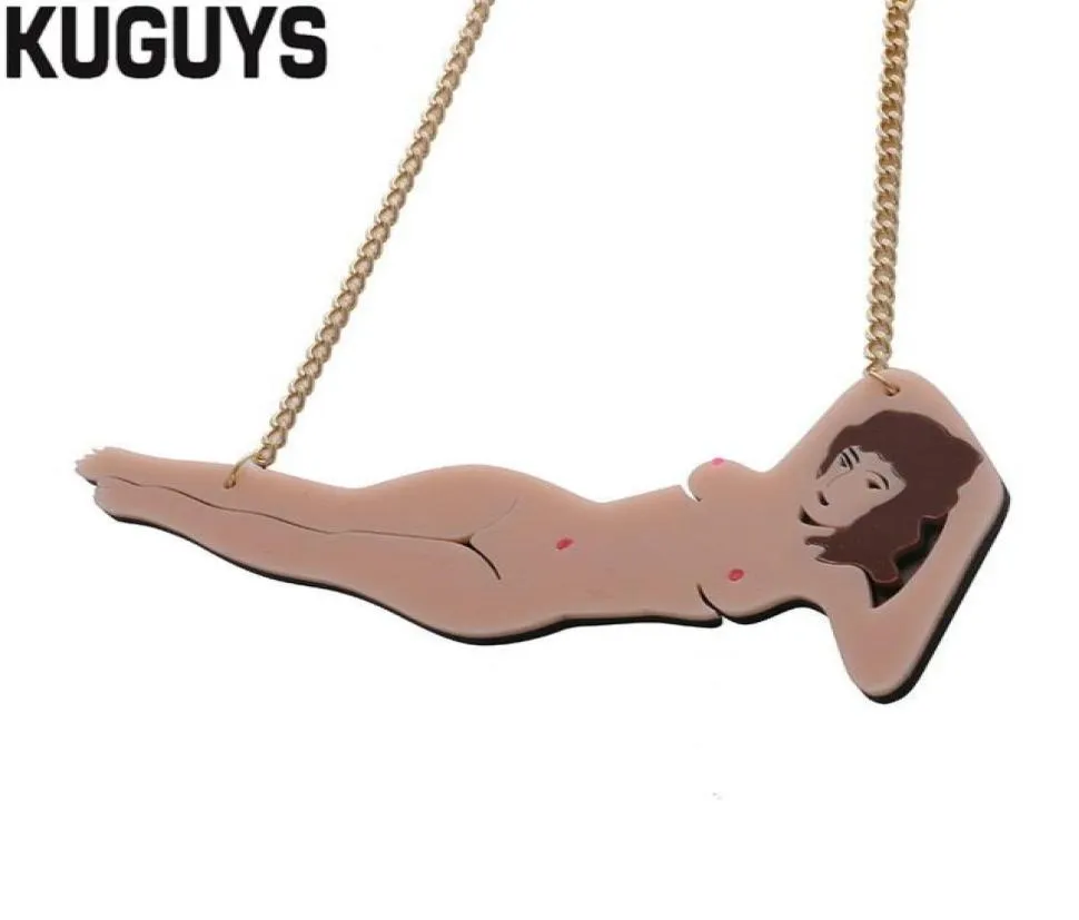 NOUVEAU BIELLIE DE MODE Collier de pendentif féminin nu pour femmes chaîne de pulls acrylique1175484