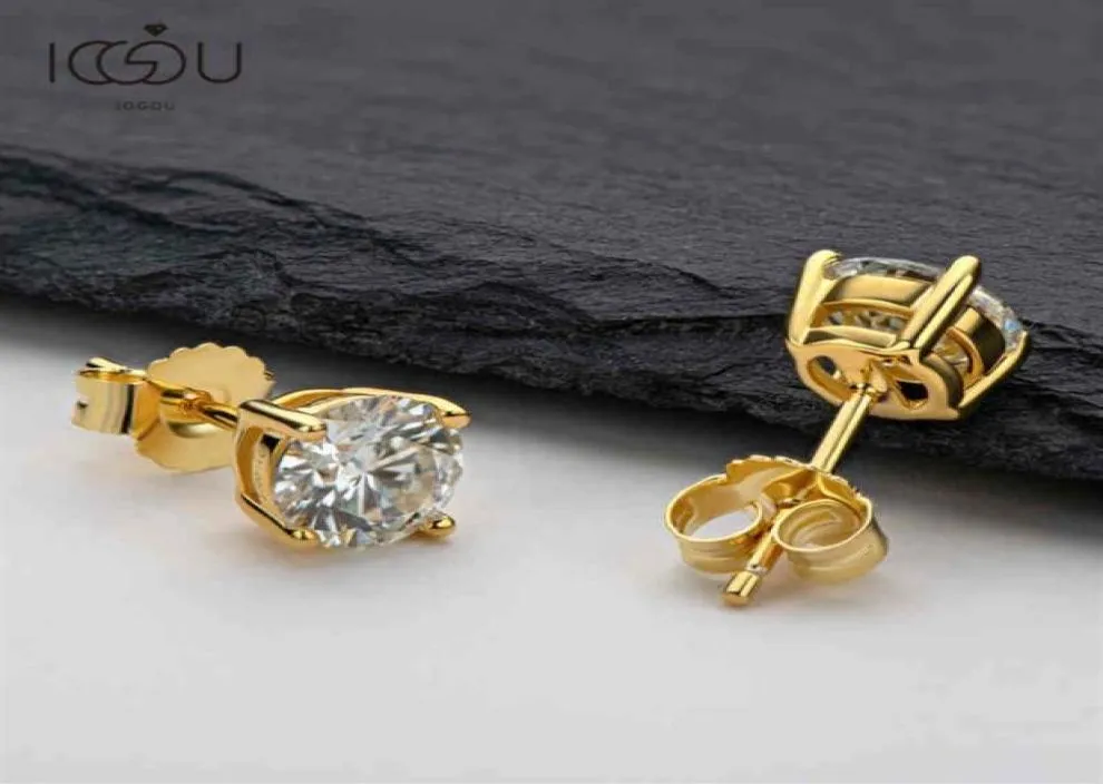 Iogou Classic 925 Sterling Silver Stud earrings for Women 0 5ct 1 0Ctcolor Mossanite Diamond Gems Wedding Jewellery244A1379818