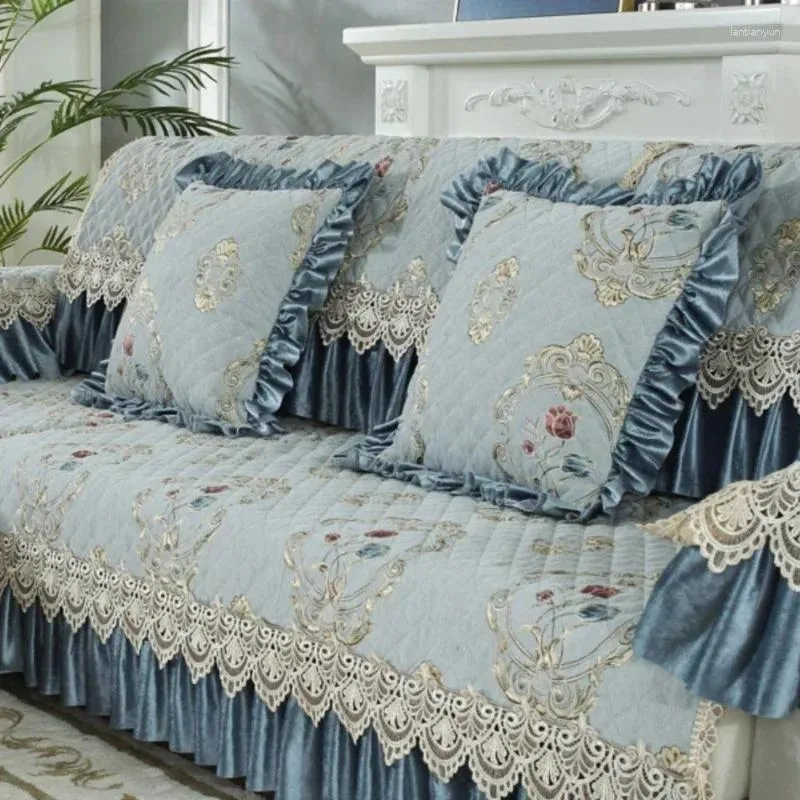 Chair Covers European Style 18cm Hem Printed Daybed Cover Lace Edge Anti Slip Sofa Mat High Grade Fabric Cloth Towel