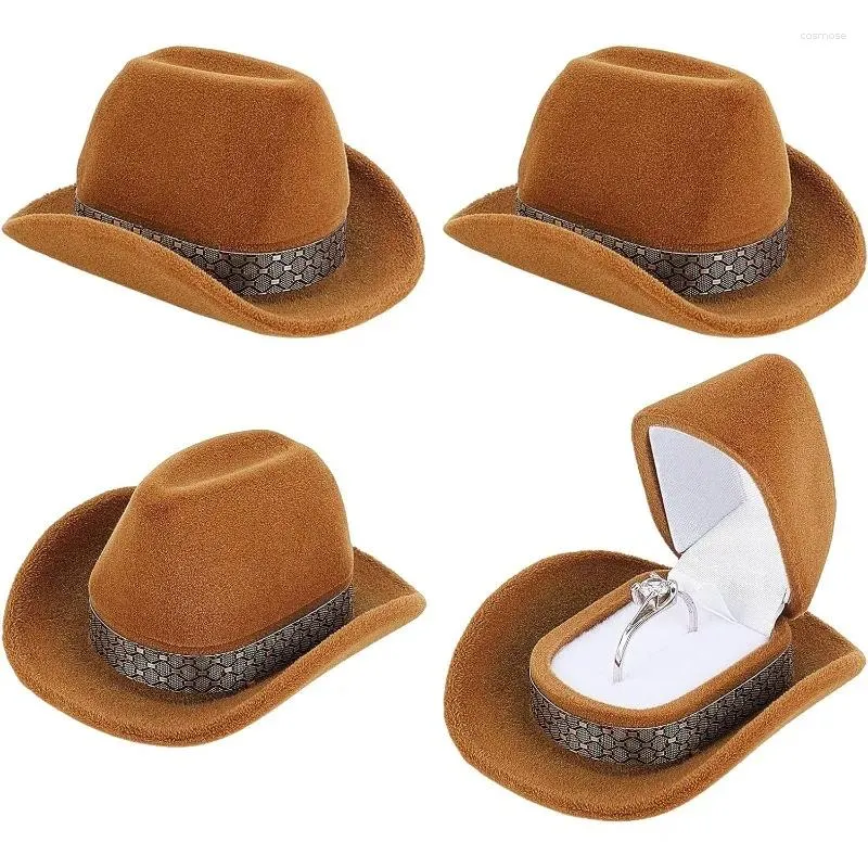 Enveloppe cadeau 4pcs cowboy chapeau anneau forme de forme de mariage.