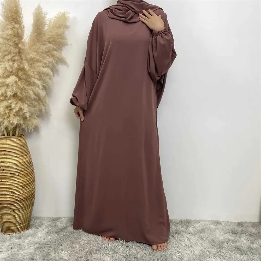 Etnische kleding Moslim Abaya Hoofddoek Smock Slves Iftar One-Style Fashion Clothing Dames Islamitische kleding Dubai Saoedi-Arabië Zwart Robe Max T240510