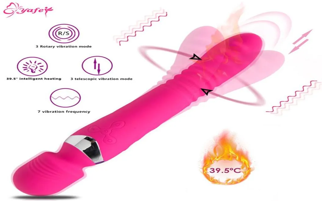7 velocità di riscaldamento della rotazione del vibratore di rotazione dildo AV Magic Wand Massager G Spot Vibrators Clit Stimulator Sex Toys per Women223D2464770