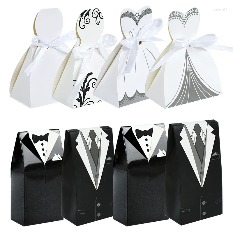 Geschenkverpackung 10pcs Braut Bräutigam Kleid Süßigkeiten Candy Box Hochzeit bevorzu