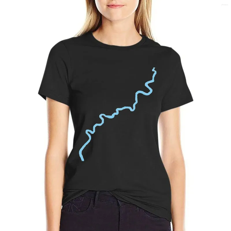 レディースポロスエドモントン - ノースサスカチュワン川Tシャツ特大プラスサイズトップスTシャツ女性グラフィック面白い