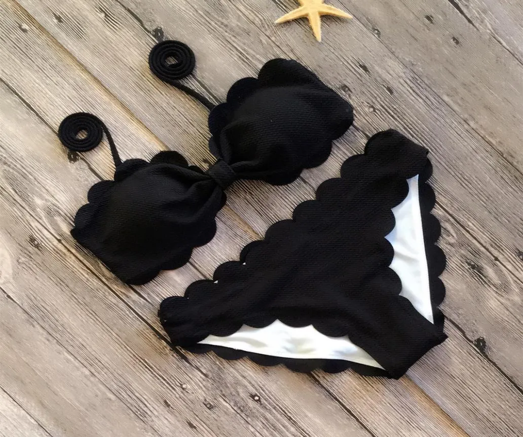 2018 Nouveau Bow Bikini Saint-midi de maillot de bain massif de maillots de bain noir rouge rose