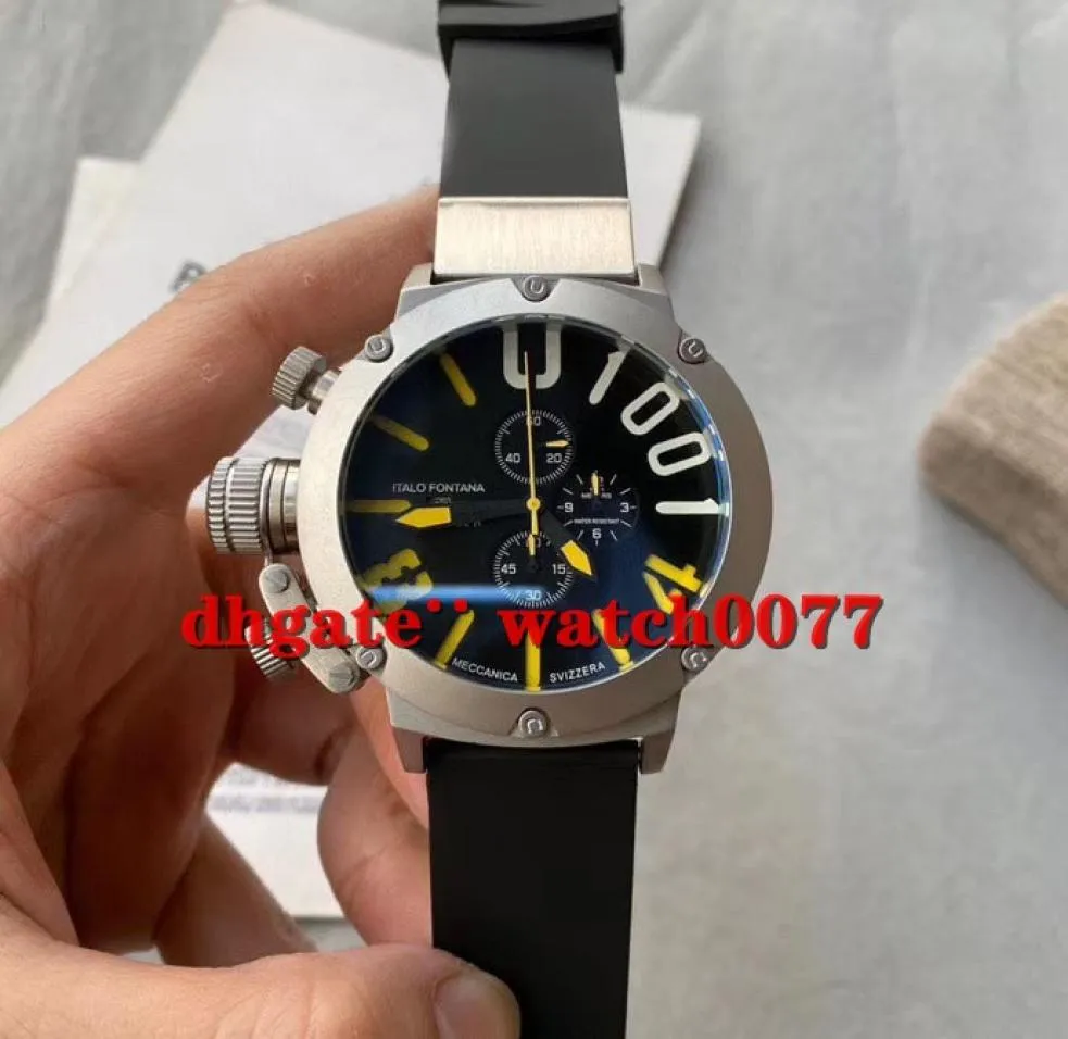 Ny U7474 Quartz Chronograph U Timer Men039S Black Dial Silver Case Black Silicone Armband Watch4946330