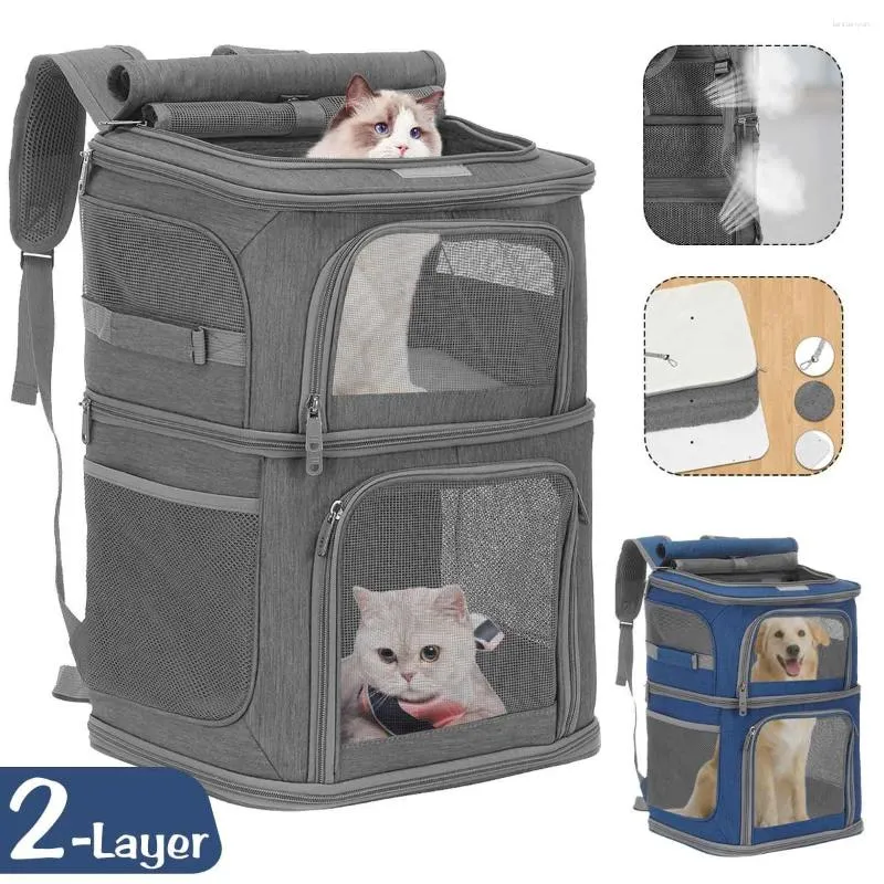 Porteurs de chats sac à double couche sacs houlants trous haletants de voyage de voyage pour animaux de compagnie pour les chats et sac de porte de petits chiens