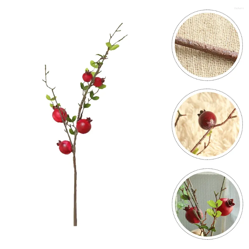 Décoration de fête 1pc Fake Pomegranate Home Flower Arrangement Chic Branch Decor Red