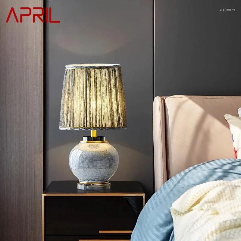Table Lamps APRIL Modern Ceramics Lamp Luxurious Living Room Bedroom Study LED Originality Brass Desk Light