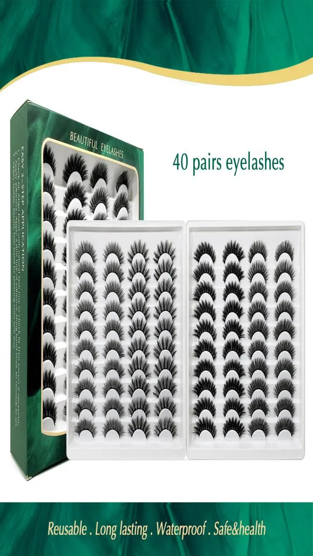 whole 40 pairs natural Fluffy false eyelashes fake lashes long makeup 3d mink eyelash extension make up4463231