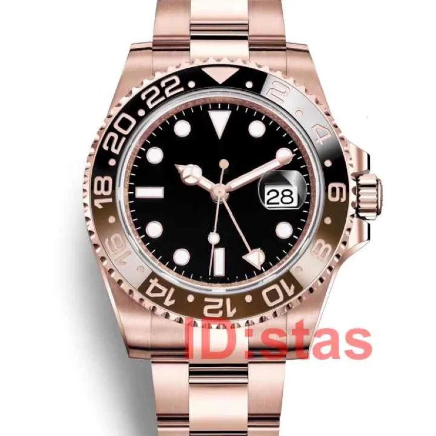 Mens Fashion Rold Gold Ceramic Bezel Automatisk Watch Movement Rostfritt stål Män Dam Lady Designer Watches Man Wristwatches 3019