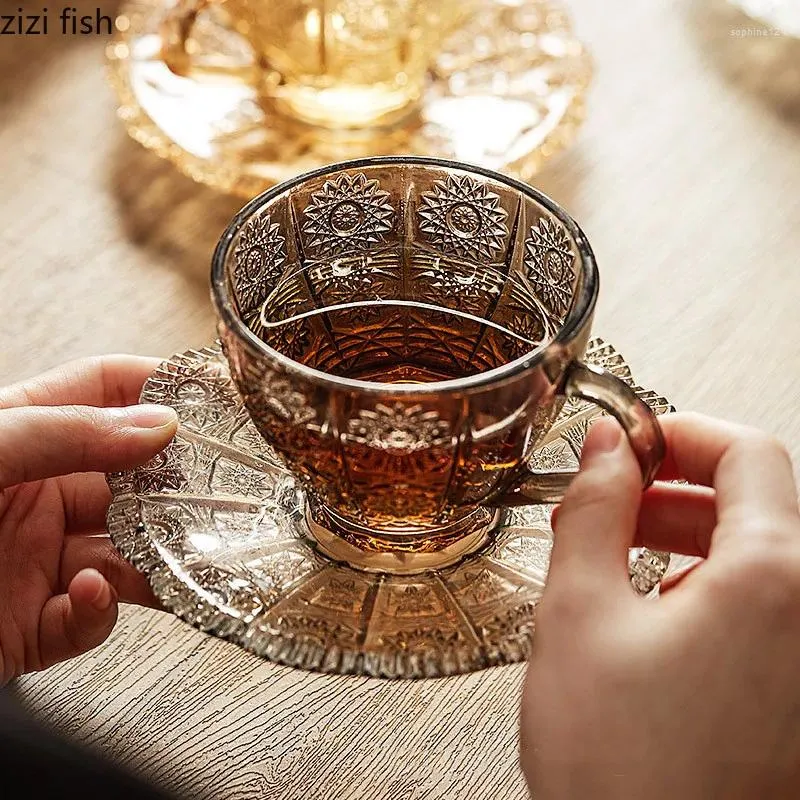 Mokken transparante glazen koffiekop en schotel set theekopje waterkoktheekopjes drink sap drinkware