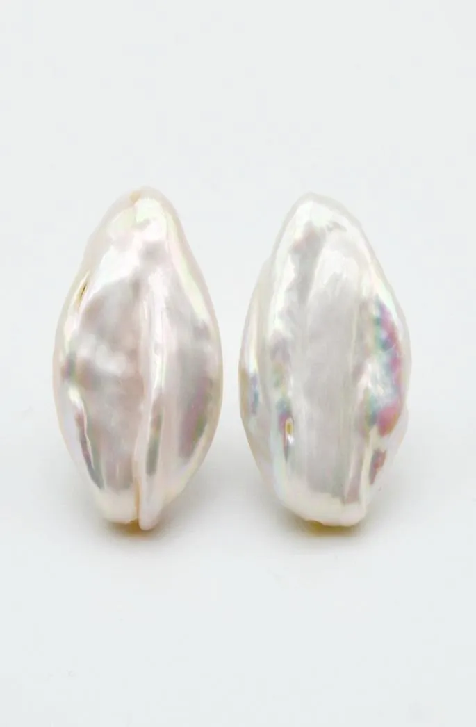 boucles d'oreilles de perles perles surdimensionnés blancs naturels baroques perles 925 Silver Ladies Gift3380000