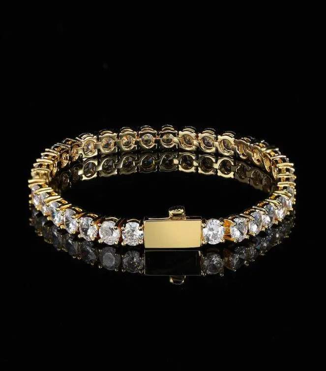 Bracelets de bijoux 3 mm 4 mm 5 mm Chaînes de tennis Design pour femmes Bracelet en acier Hip Hop Hop Hop avec CZ Diamond Lover Gold S9622647