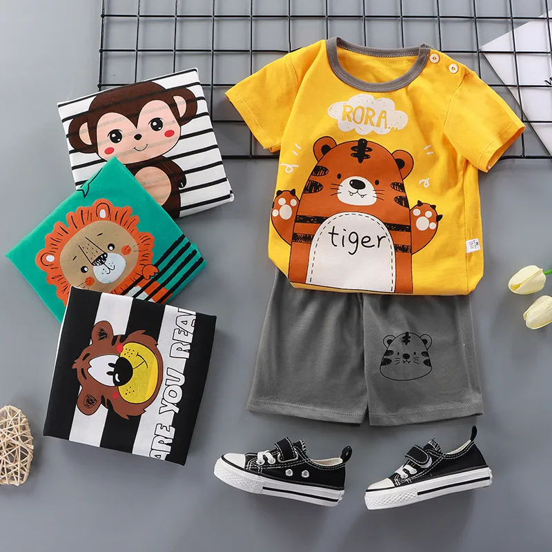 Summer Childrens krótkie szorty Ustaw czystą bawełnianą koszulkę dla chłopców i dziewcząt cienkie ubranie dla dzieci Nowe 2024 Baby Treasure Tracksuit CSD2405112