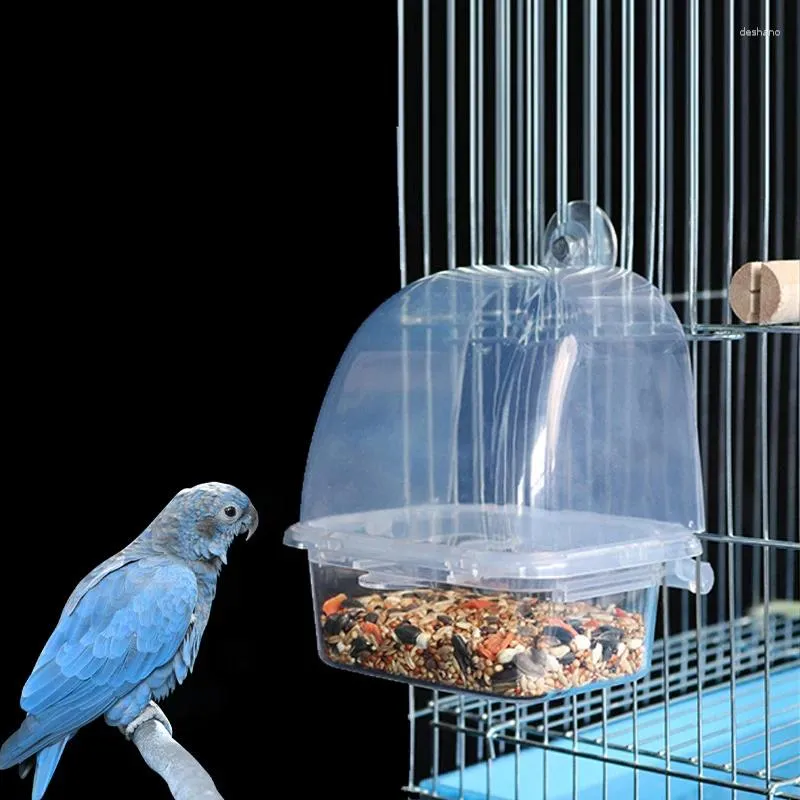 Autres fournitures d'oiseaux Clear en plastique durable ACCESSOIRES DE CAGE DE PARROT BOIRE D'ALIMENTATION DE GRAINES PARROTS PROSIDE CONTENURE ALIFICATION POUR CAUTER