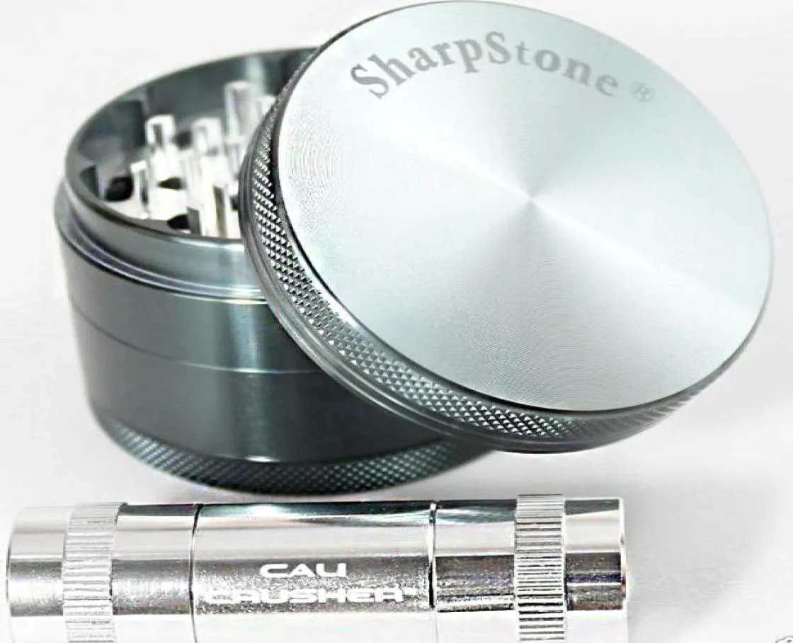 2015 new metal herb grinder Sharp Stone 4 parts 50mm herbal tobacco cnc teeth filter net dry herb vaporizer pen vaporizer vapor e 5337317