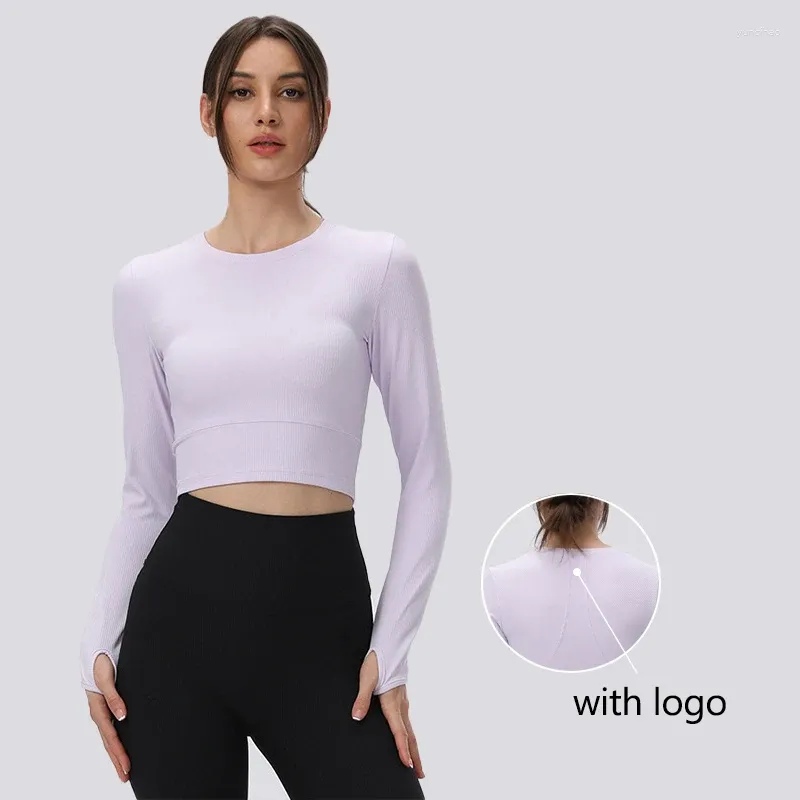 Aktywne koszule Lu z logo damskie rajstopy nić rajstopy rozciąganie jogi 6 kolorów seksowne przycięte sportowe fitness długie rękawa Szybka sucha koszula