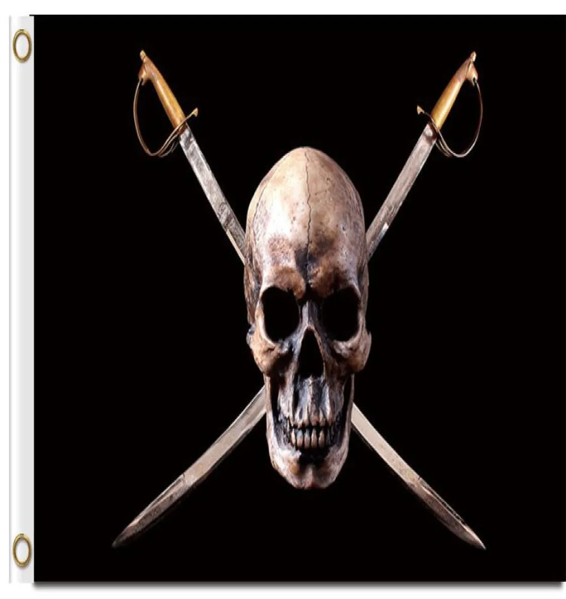 Impresión digital Pirata Calavera y espadas Bandera de 3x5 pies Panner de poliéster Flying 150x90cm Custom Bandera con dos latón7315191