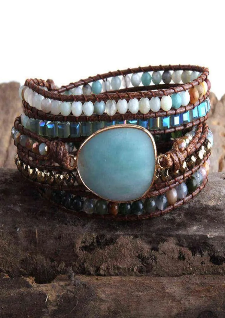 RH Fashion Boho Beadered Bracelet Berseled Misced Natural Stones Crystal Stone Charm 5 Strands Bracelets Bracelets Dired Drop 2201174417456