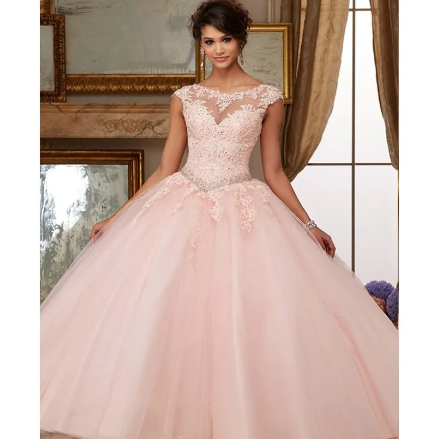 Różowe sukienki na bal maturalne nowe eleganckie z ramion koronkowe haft vestidos de 15 anos quinceanera sukienki imprezowe suknie wieczorowe 2165
