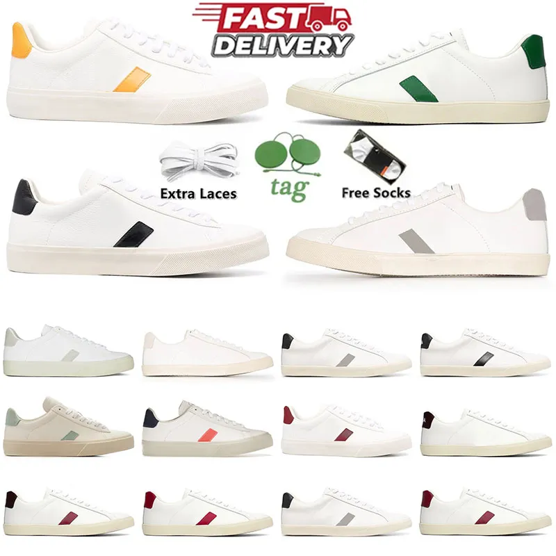 2024デザイナーシューズVejasneakers Esplar Leather Campo Low White Black Grey Green Red Red Orang Plateforme Shoes Chaussure Women Mens Trainersスニーカー