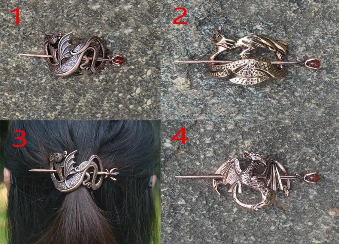 Clips de cheveux Barrettes Viking Vintage Dragon Hairpin Magic Barrette Wyvern Femmes Accessoires Headwear Bijoux Amulet pour Gift7396203