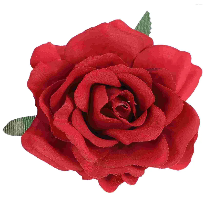 Broches yarnow light rouge rose clips artificiel hairpolder broche 3d broche grand tissu épingle à cheveux florale