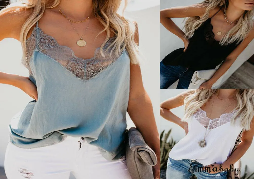 Fashion Women Summer Vest Camis Sans manches Crops tops dames en dentelle sexy