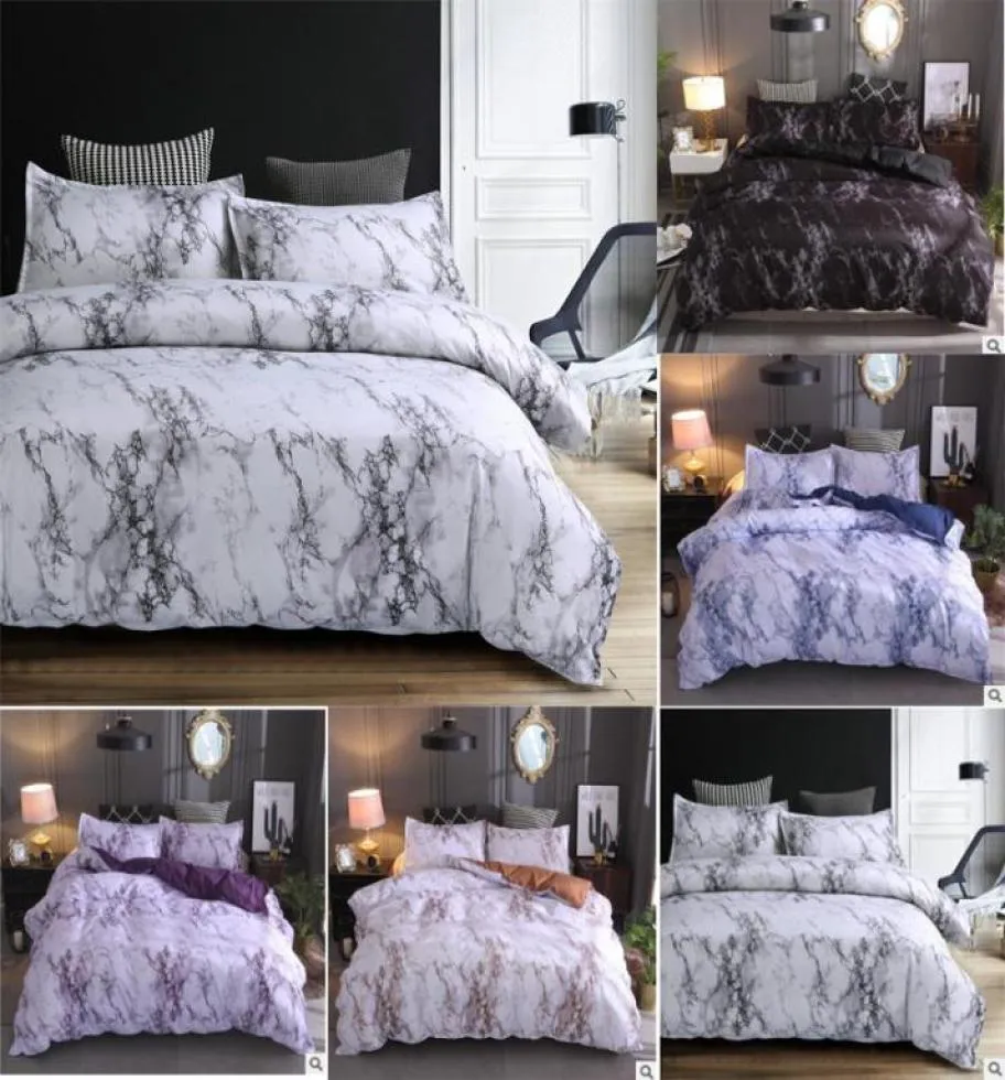 Marmor gemustertes Bettwäsche -Set mit 3 Bettsets Kissenbezug Das Doppelbett enthält keine Blätter und Polsterung XD223088947200
