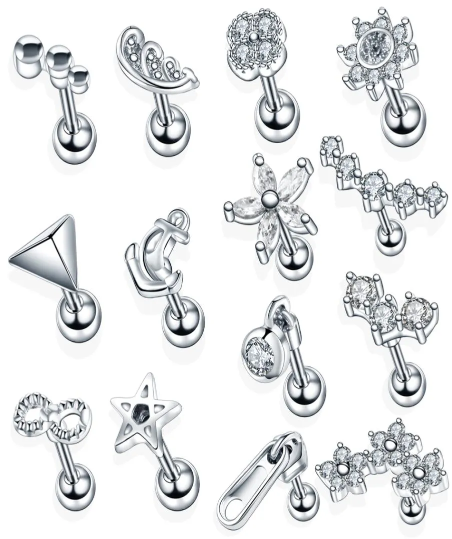 1 pc staal kristal bloem lage helix orelha oorstudeer tragus barbell piercing labret lip ringen sexy charmante sieraden 16G9212962
