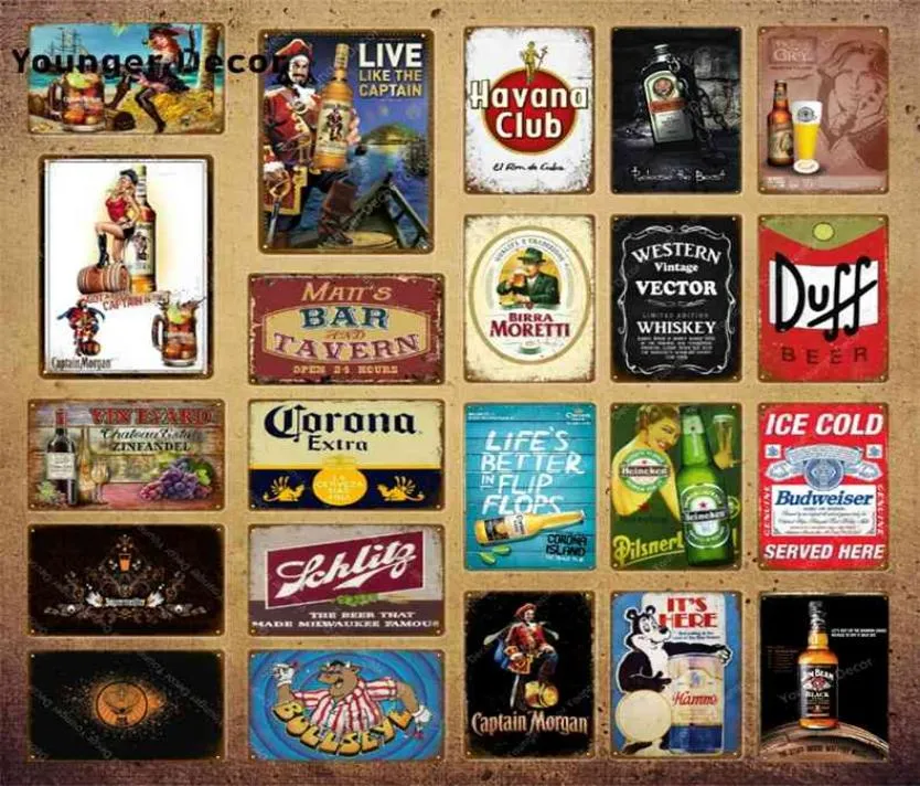 Western Vintage Vector Whisky Plaque Bier Metall Schilder Bar Pub Dekorative Tavernen Dekor Havanna Club Eisenwein Poster Yi1512451366