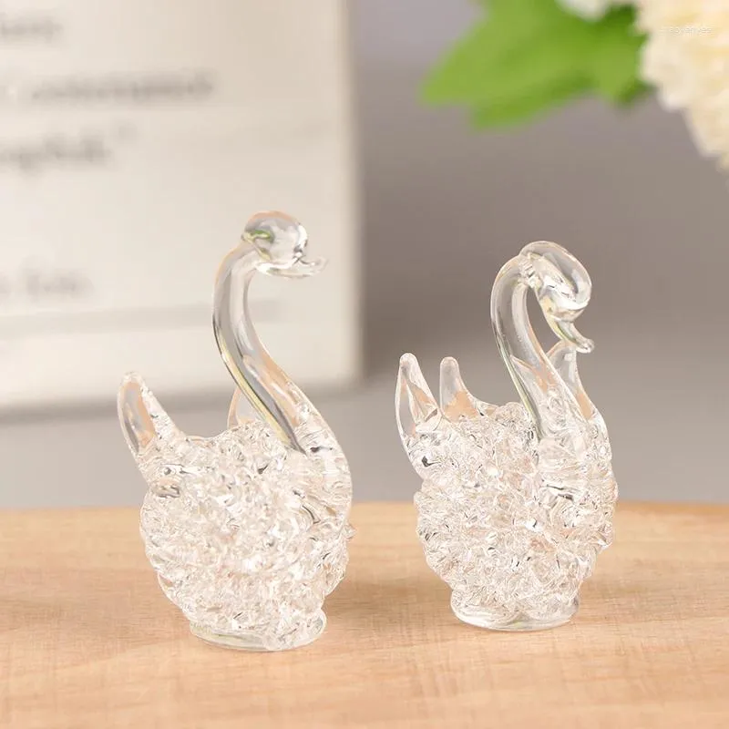 Figurines décoratives 1pc Crystal Swan Figurine Verre Animal Ornement Home Desk Decoration
